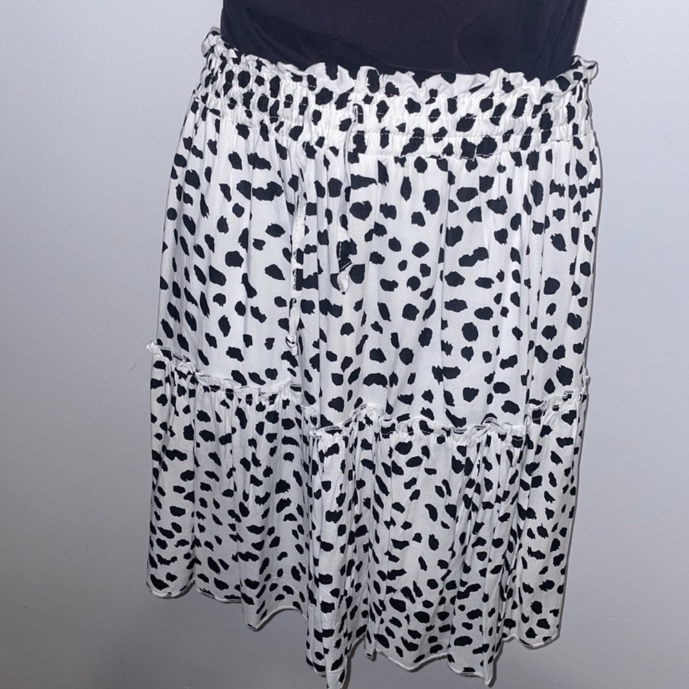 High Waist Ruffle Skirt Cow Black Dot Print XL cheetah - Picture 4 of 8